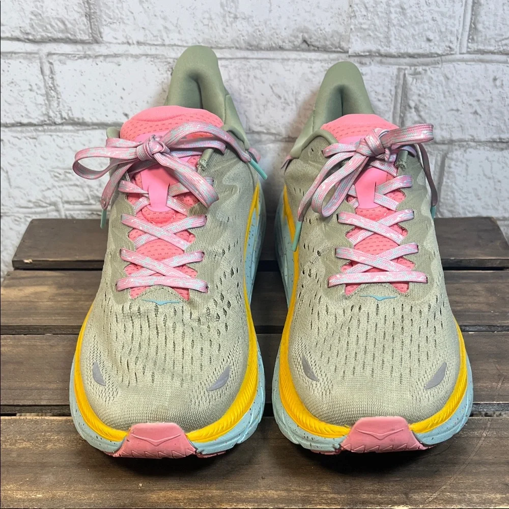Hoka Free People Movement Clifton 8 Shoes Women's Seaweed Green Tea sz 11D